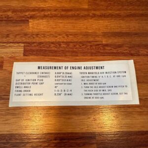 1 F Engine adjustment decal