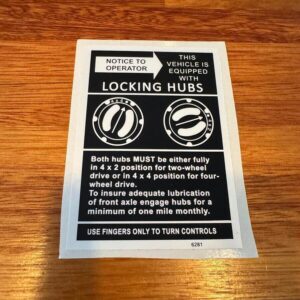 Locking Hub decal - cab interior