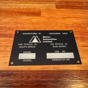 Model and job no dataplate