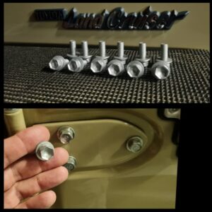 Bolt hinge to door oustide post 80 each 12 of